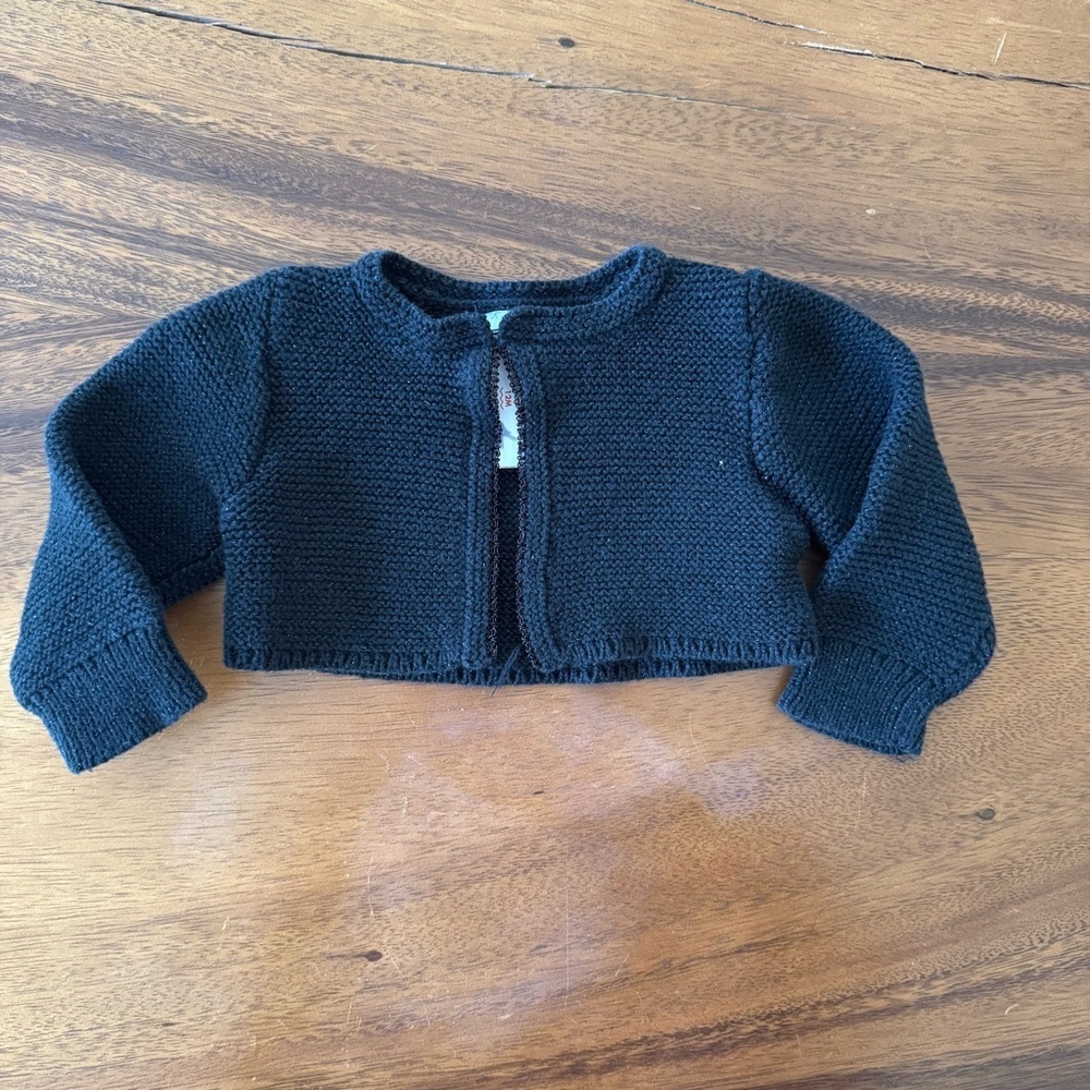 Cat & Jack Black Knit Crop Cardigan 12M